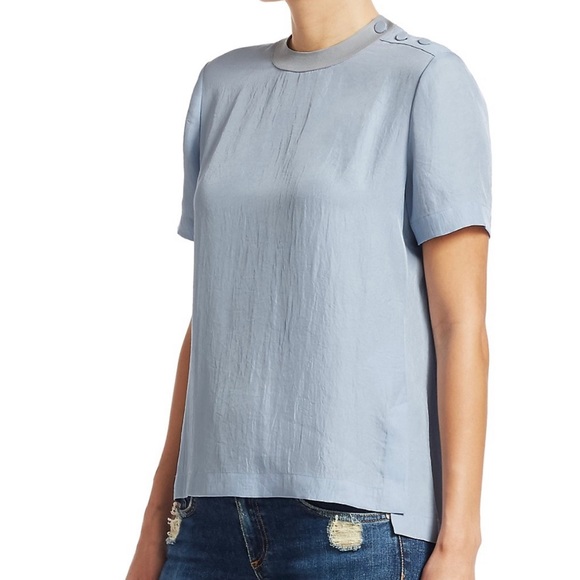 Rag & Bone Women’s Aiden Button Tee Top Short Sleeve Size Medium Powder Blue EUC - Picture 2 of 13